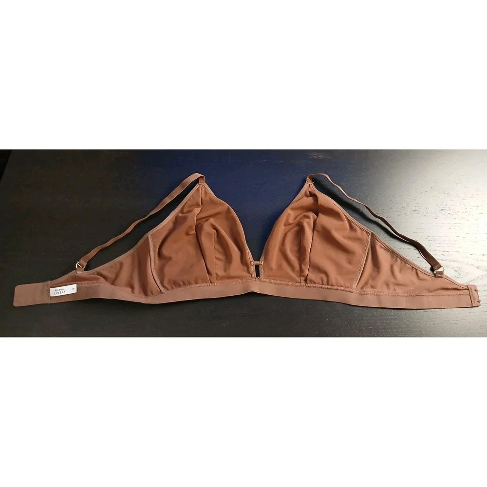 All You Lively Women's‎ 3 Mesh Trim Wireles Bralette Rust Color #529C